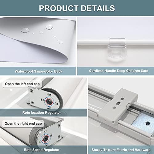 AOSKY Cordless Roller Shades Blackout Blinds - Image 7