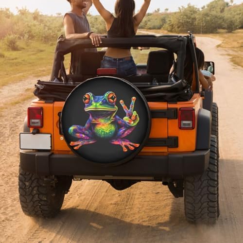 Delerain Peace Colorful Frog Spare Tire Covers Waterproof Dust-Proof Spare - Image 4