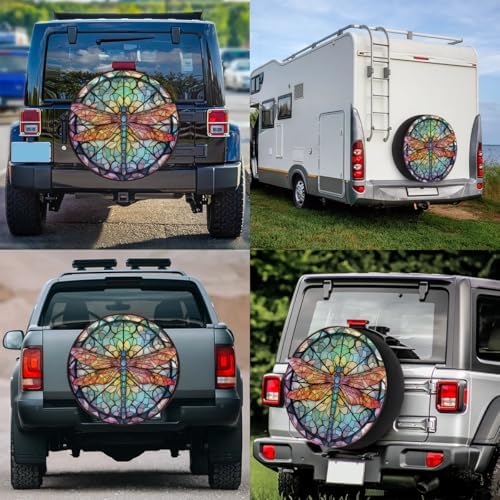Spare Tire Cover for RV Trailer, Glass Dragonfly Pattern Tire Covers Universal - Image 7