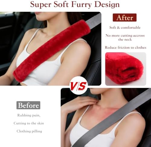 Amooca 15.7in Extra Long Furry Universal Car Seatbelt Cover Shoulder Pad - Image 2