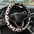 Vintage Groovy Flowers Car Leather Steering Wheel Cover by Naxizo