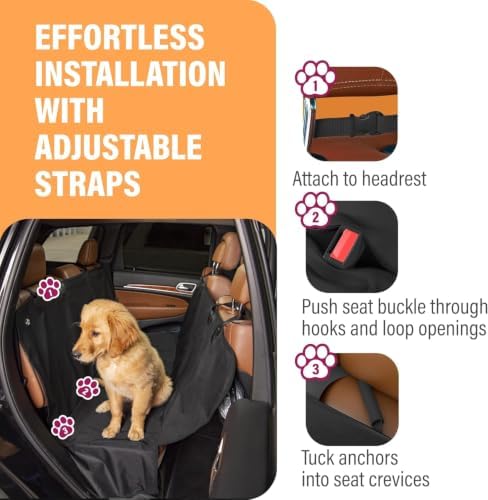 Active Pets Waterproof Hammock Standard Car Seat Cover, Fits Sedans Hatchbacks - Image 4