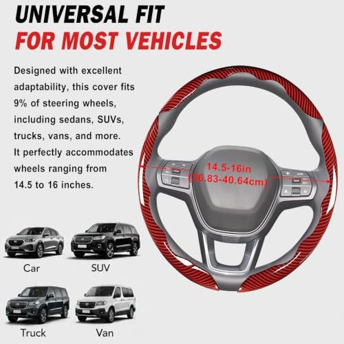3pcs Universal Carbon Fiber Steering Wheel Cover, Anti-Slip & Segmented Design - Image 2