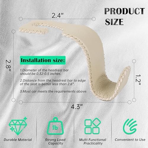 Car Seat Headrest Hook 55lb Heavy Duty Metal Hanger - Image 6