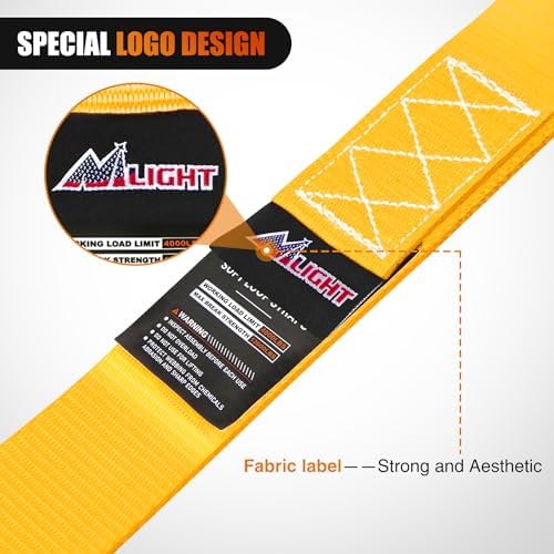 Nilight Soft Loop 1.7"x17" Motorcycle Tie Down Straps 12, 000LBS 8PK Yellow - Image 4
