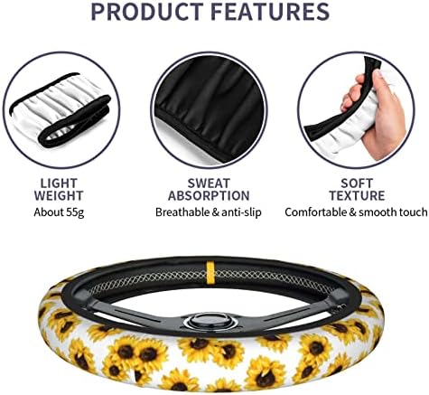 Yellow Sunflower Flower Steering Wheel Cover - Image 5