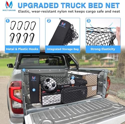 MICTUNING Truck Bed Cargo Net Highly Elastic Cargo Net - Image 2