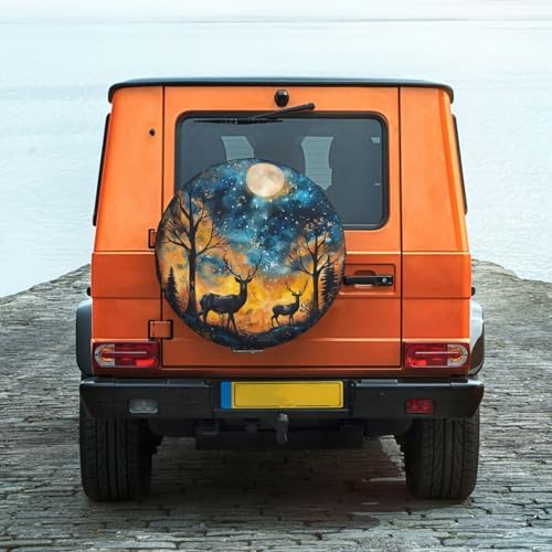 Starry Sky Deer Spare Tire Cover Wheel Protectors Weatherproof Deer Pattern - Image 6