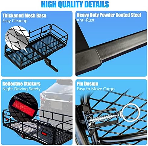KAIRAY 500 Lbs Heavy Duty Hitch Mount Cargo Carrier 60" x 24" x 14.4" Folding - Image 3