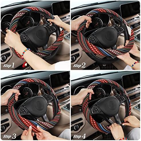 SEG Direct Boho Steering Wheel Cover, Baja Blanket Cloth, Coarse Flax - Image 5