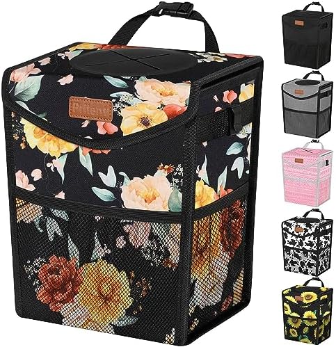 Pritent Car Trash Can with Lid Leakproof Car Garbage Bag Vehicle Trash Bin by Pritent