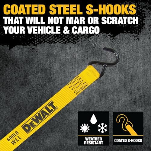DEWALT 1.25"×12'×1, 800 lbs Light-Duty Ratchet Strap - Image 5