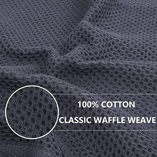 Homaxy 100% Cotton Oversized Waffle Weave Kitchen Towels 8-Pack, Dark Grey - Image 2