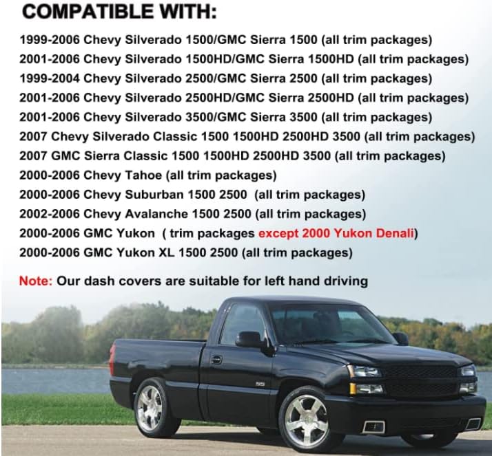 Yiz Dash Cover Mat for 1999-2006 GMC Sierra/Chevy Silverado Y55 - Image 3