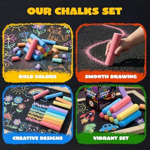 JOYIN 12 PCS Washable Sidewalk Chalks Set Non-Toxic Jumbo Chalk - Image 7