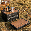 Collapsible Storage Crate with Wood Lid, Stackable Camping Box by Unknown