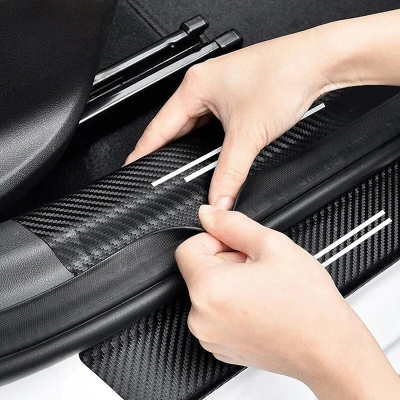 4PCS Car Door Sill Protector for Tesla Model X 2016-2025, Carbon Fiber Car Door - Image 2
