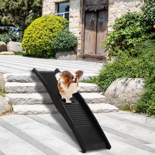 60 inch Folding Dog Ramp for Car, Tri-Fold 60" Long Folding Portable Pet Stair by Volowoo