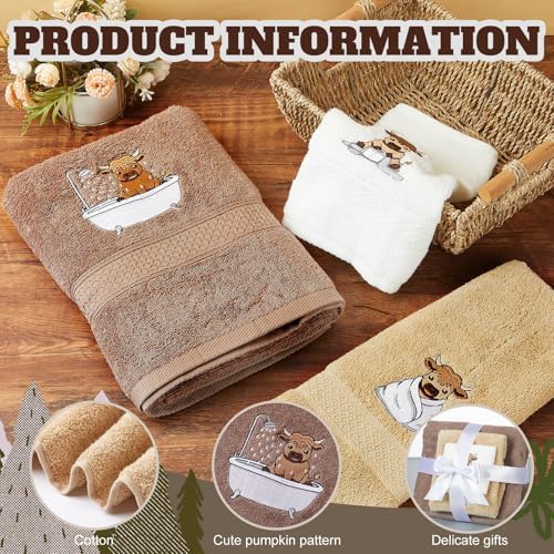 Peryiter 3 Pack Highland Cow Decorative Bath Towel Set - Image 3