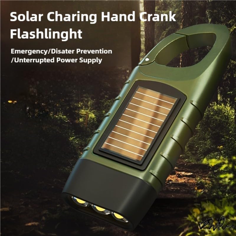Hand Crank Solar LED Emergency Flashlight, No Battery Required - Image 2