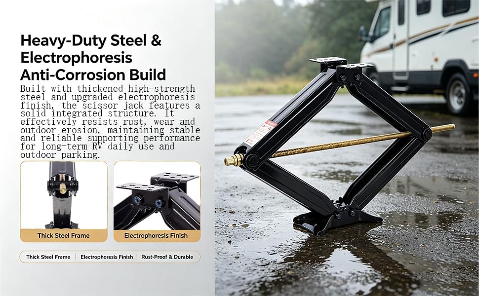10000 lbs RV Scissor Jacks, 30 Inch Adjustable RV Stabilizer Leveling Jacks Set - Image 3