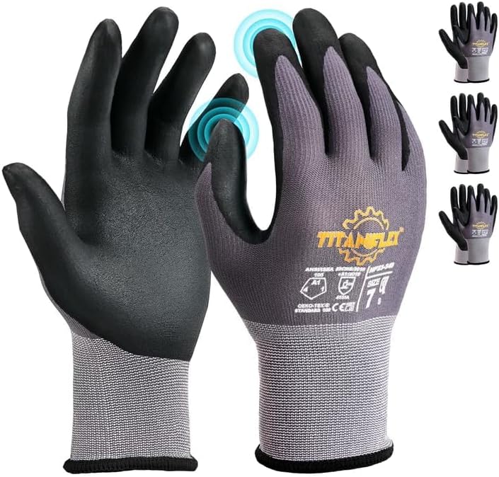 TitanFlex Work Gloves, MicroFoam Nitrile Coated, Seamless Knit Nylon by TitanFlexDisposableGloves