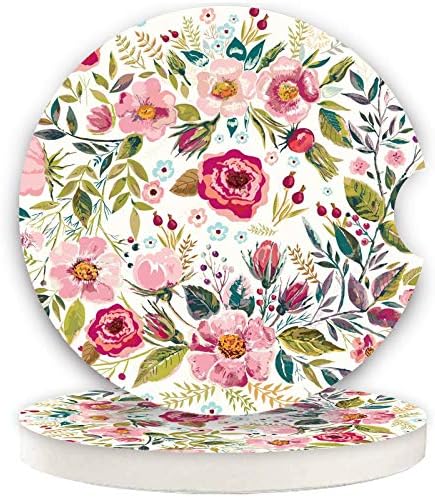 Car Coasters for Women 2 Pack Mother's Day, Auto Small 2.56" Auto Ceramic by LogHog