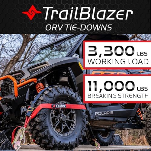 Caliber Trailblazer ORV Heavy-Duty Tie Down Straps, 2-Way Tension Around Tire - Image 2