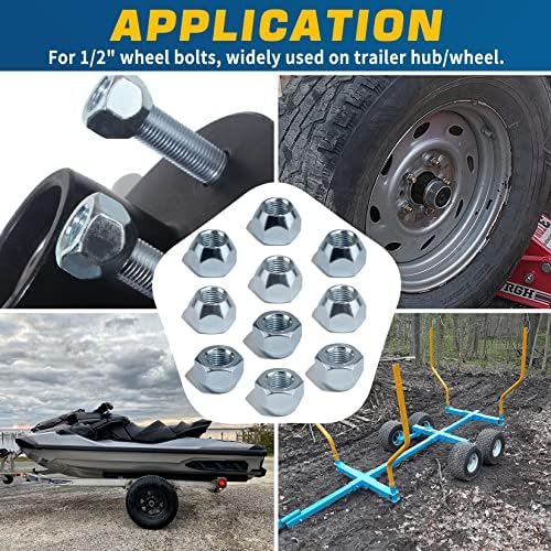 10pcs 1/2''-20 Trailer Lug Nuts Galvanized - Image 6
