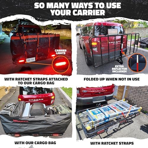 Mockins 70"x30"x6" XXL Folding Trailer Hitch Cargo Carrier w/ 500 Lbs. Cap - Image 4