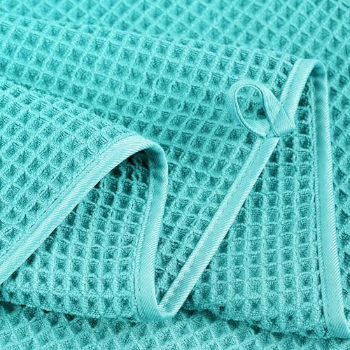 POLYTE 430 GSM Poly Blend Microfiber Quick Dry Waffle Bath Towel Set of 6 - Image 4