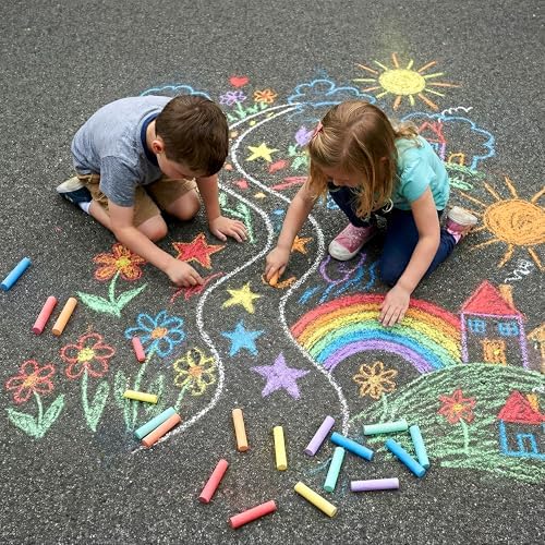 JOYIN 12 PCS Washable Sidewalk Chalks Set Non-Toxic Jumbo Chalk - Image 2