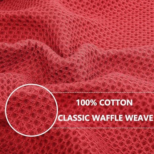Homaxy 100% Cotton Waffle Weave Kitchen Dish Cloths 12-Pack, Brick Red - Image 2