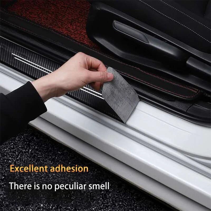 4PCS Car Door Sill Protector for Tesla Model X 2016-2025, Carbon Fiber Car Door - Image 3
