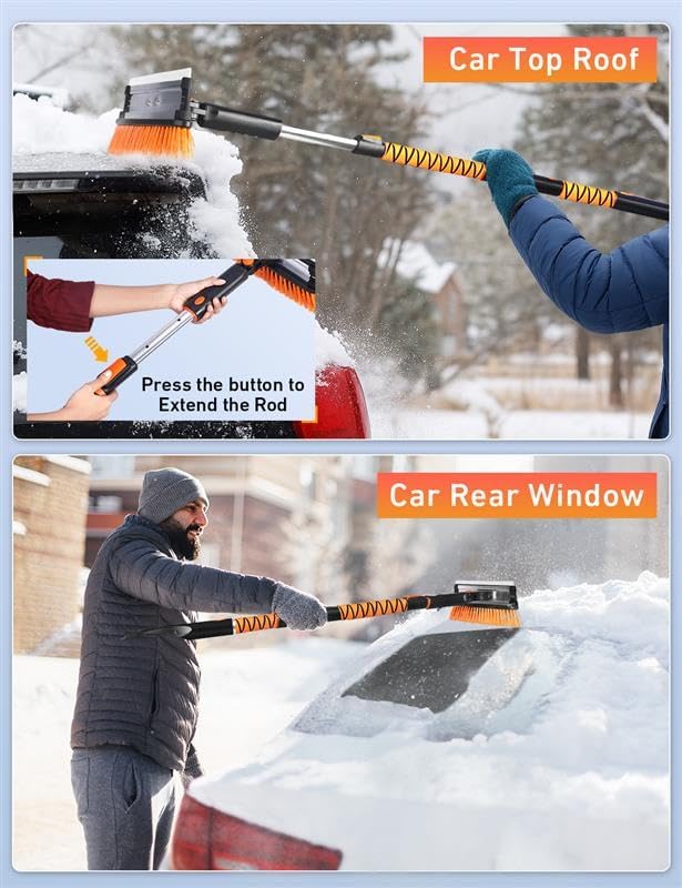 EcoNour 49" Extendable Squeegee Snow Brush and Ice Scraper - Image 3