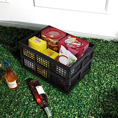 Saedy Black Stacking Milk Crates, 34-Quart Collapsible Container Bin 2 Pack - Image 4