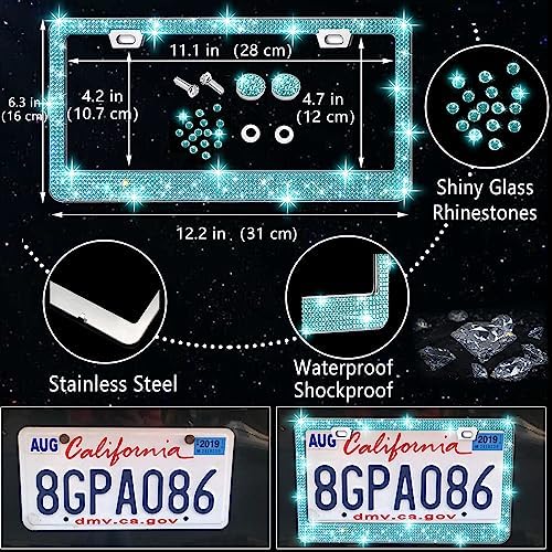 NBTEPEM 27 PCs Aquamrine Bling Car Accessories Set - Image 4