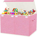 Toy Storage Box with Lid, Collapsible 82L Pink by VERONLY