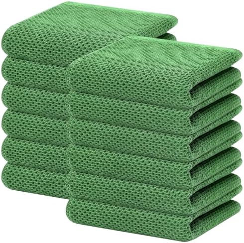 Homaxy 100% Cotton Waffle Weave Kitchen Dish Towels 12-Pack, Grass Green by Homaxy