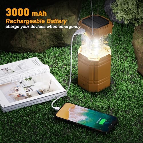 Electric LED Camping Lantern, Portable 3000mAh Solar Hand Crank Flashlight - Image 5