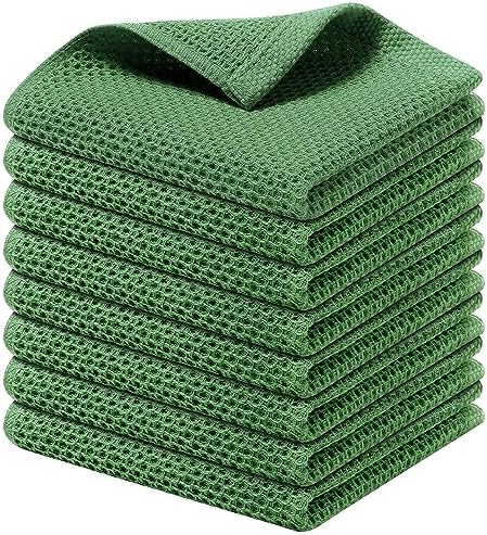 Kitinjoy 100% Cotton Waffle 8-Pack Kitchen Towels, Grass Green by Kitinjoy
