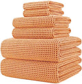 POLYTE 430 GSM Poly Blend Microfiber Quick Dry Waffle Bath Towel Set of 6 by Polyte