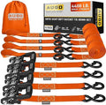 AUGO Heavy Duty Ratchet Straps & Soft Loops – Pack of 4 Extra Strong 1.5” by by AUGO