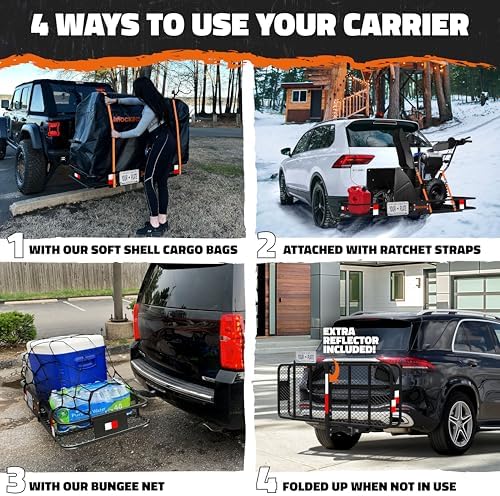 Mockins 60"x24"x6" Heavy Duty Trailer Hitch Cargo Carrier w/ 500 Lbs. Cap - Image 3
