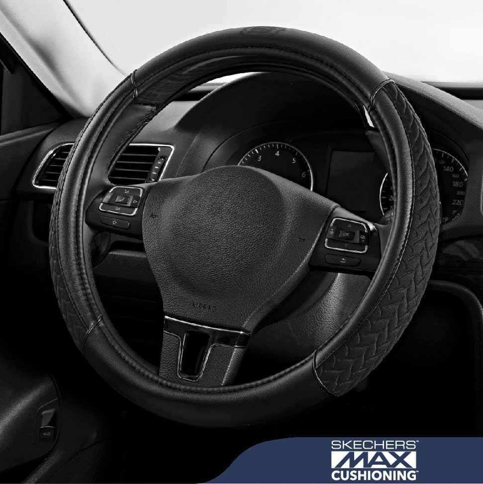 Skechers Steering Wheel Cover, Max Cushioning Leather Steering Wheel Cover - Image 2