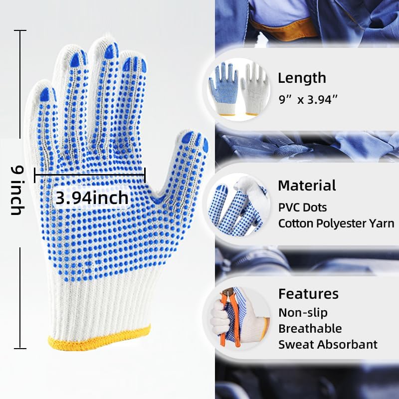 12 Pairs Cotton Work Gloves Bulk - Image 2