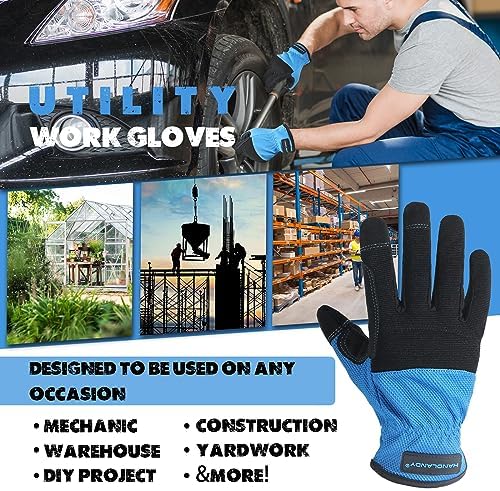 HANDLANDY Work Gloves for Men & Women, Utility Mechanic Working Gloves Touch - Image 5