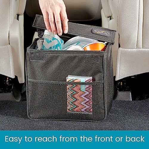 Weighted Car Trash Can with Lid, Storage Pocket and Leakproof Liner - Image 3