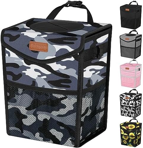 Pritent Car Trash Can with Lid Leakproof Car Garbage Bag Vehicle Trash Bin by Pritent