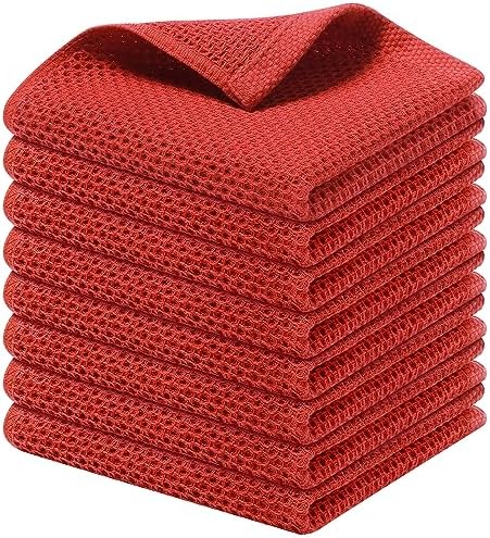 Kitinjoy 100% Cotton Waffle 8-Pack Kitchen Towels, Brick Red by Kitinjoy